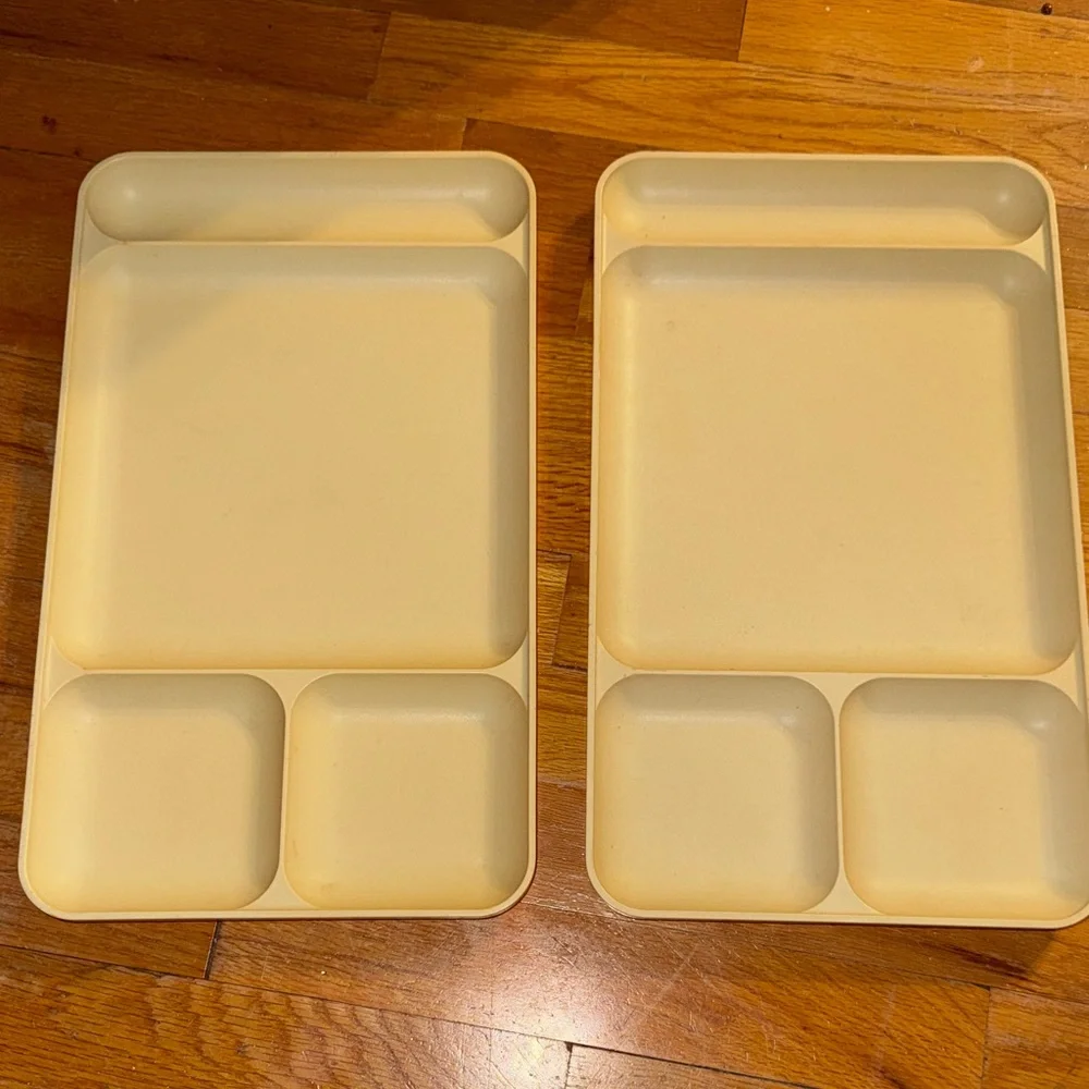 2 Vintage Sectioned Tupperware Dining Serving Plates